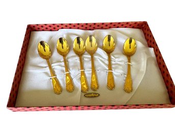 Six Gold Plated Demitasse Spoons - Never Used