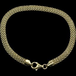 Vintage LIRM Italian Sterling Silver Vermeil Mesh Chain Bracelet