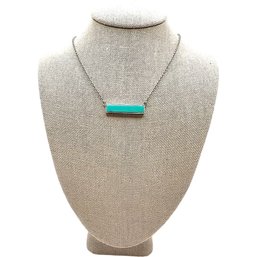 Vintage PURA VIDA Sterling Silver Cable Chain With Rectangle Turquoise Stone Pendant Necklace