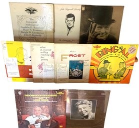 Collection Of 9 LP Albums - John F. Kennedy, Robert Frost, Winston Churchill And More (t)