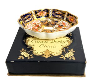 Miniature Royal Crown Derby 'Imari' Dish In Box