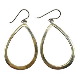 Vintage Sterling Silver Thick Open Teardrop Dangle Earrings