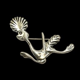 Vintage Sterling Silver Road Runner Brooch