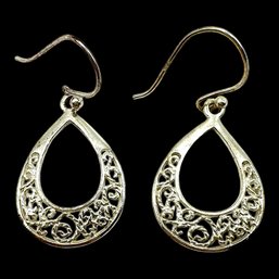 Vintage Sterling Silver Lattice Dangle Earrings