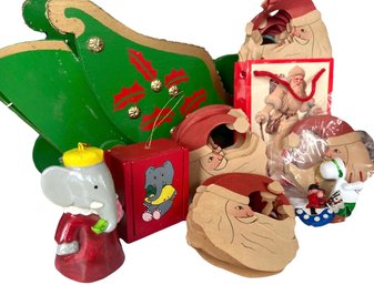 Vintage Wooden Christmas Tree Ornament Collection & More