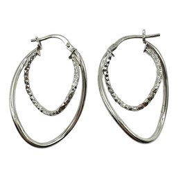 Vintage Sterling Silver Double Oval Hoop Earrings