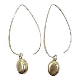 Vintage Sterling Silver Dangle Earrings With Solid Round Accents