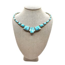 Gorgeous 950 Silver Mexican Larimar Stone Necklace