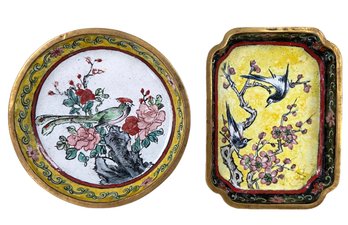 Two Antique Small Cloisonne Trays