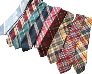 Nine Vintage Silk Ties-Stripes, Plaid, Madras (N)
