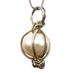 Sterling Silver Box Chain Necklace With Handmade Pearl Pendant