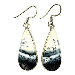 Sterling Silver Dendritic Stone Dangle Earrings