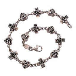 Vintage Sterling Silver Cross And Heart Bracelet