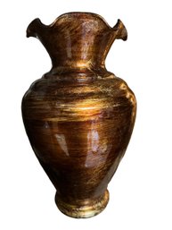 Bronze Metallic Ruffle Edge Vase