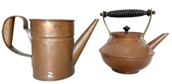 Antique Copper Tea Kettle & Pitcher