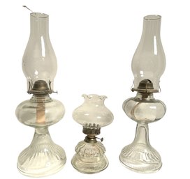 Trio Of Antique Oil Lamps