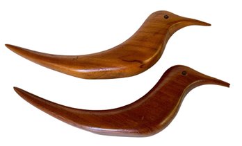Pair Of Mid Century Wooden Birds