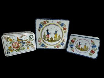 Lot Of 3 Henriot Quimper Tins (read Description)