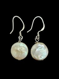 Vintage Sterling Silver Mother Of Pearl Earrings