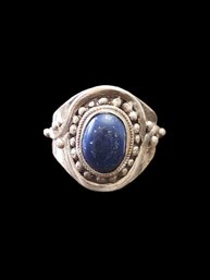 Vintage Sterling Silver Lapis Color Ring, Size 10