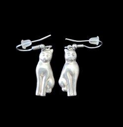 Vintage Sterling Silver Cat Earrings