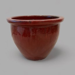 Large Pottery Planter In Glazed Crimson