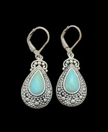 Vintage Sterling Silver Turquoise Color Earrings