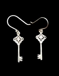 Vintage Sterling Silver Key Earrings