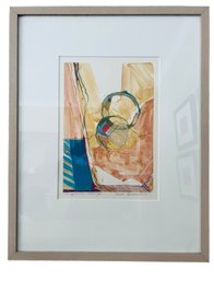 Signed Handpainted Monotype Contemporary Abstract In Frame