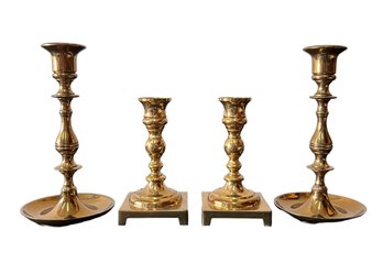 Group Of Four Mid Century Modern Style CM Brass Candle Stick Holders