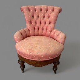 Charming Vintage Boudoir Chair On Casters