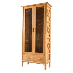 Danish Rattan Cabinet With Smoked Glass