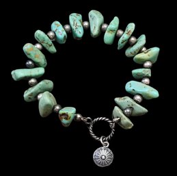 Beautiful Vintage Sterling Silver Turquoise Color Stone Bracelet