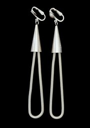 Vintage Long Sterling Silver Dangle Earrings