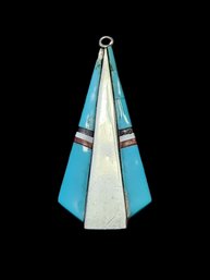 Vintage Sterling Silver Southwestern Turquoise Color Pendant