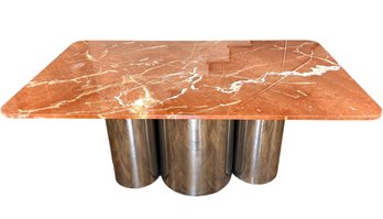 Incredible MCM Table - Marble Top With Silver 'clover' Base