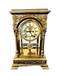 Ansonia Clock Of NY- Crystal Face And Pendulum Mantel Clock