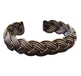 Gorgeous Vintage Sterling Silver W/Vermeil Braided Adjustable Bracelet