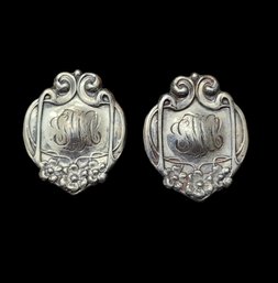 Vintage Sterling Silver Floral Design Clip On Earrings