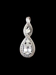 Vintage Sterling Silver Clear Stones Pendant