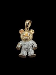 Adorable Vintage Sterling Silver Marcasite Teddy Bear Pendant