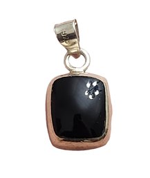 Vintage Taxco Mexico Sterling Silver Onyx Color Pendant