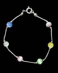 Vintage Sterling Silver Multi Color Bracelet