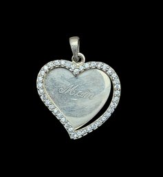 Vintage Sterling Silver Mom Heart Pendant