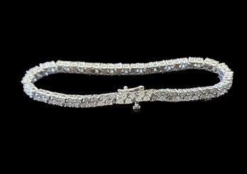 Vintage Sterling Silver Clear Stones Bracelet