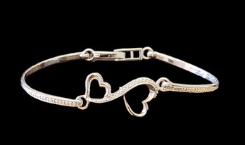 Vintage Sterling Silver Double Heart Bracelet