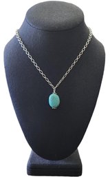 Vintage Sterling Silver Turquoise Color Necklace