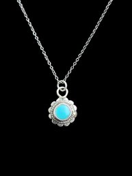 Vintage Sterling Silver Turquoise Color Necklace