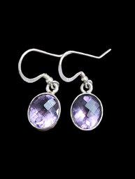 Vintage Sterling Silver Purple Stone Color Earrings