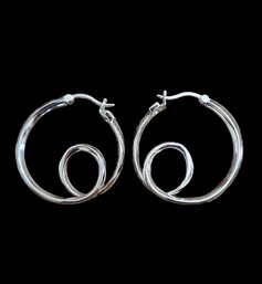 Vintage Sterling Silver Designer Elle Hoop Earrings